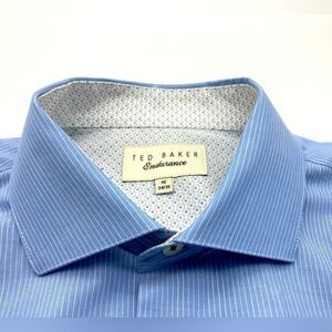 Ted Baker London Blue Striped Men’s Shirt Size 16 34-36 Like New